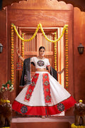 AI Fashion White Art Silk Designer Navratri Lehenga Choli Collection