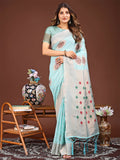Shree Shyam Fashion Neerja Sky Blue Linen Cotton Saree