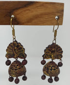 Terracotta Peacock Stud jhumkas