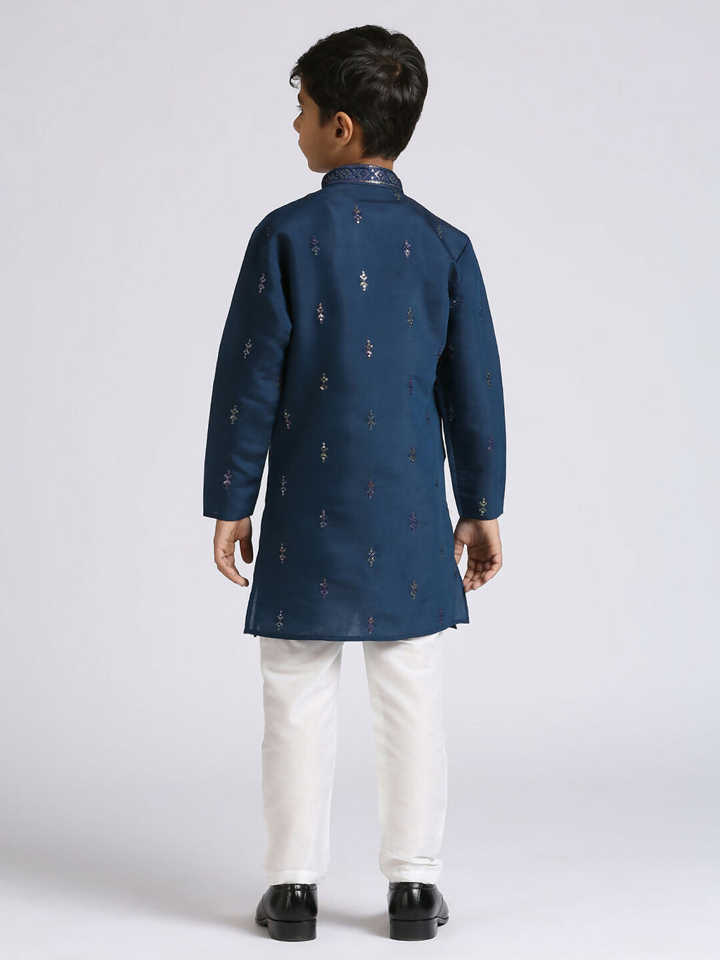 Joban Fashion Kids Island Traditional Ethnic Wear with Silk Sequence Embroidery Full Sleeves Kurta and Pyjama Set - Blue - Distacart