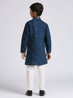 Joban Fashion Kids Island Traditional Ethnic Wear with Silk Sequence Embroidery Full Sleeves Kurta and Pyjama Set - Blue - Distacart