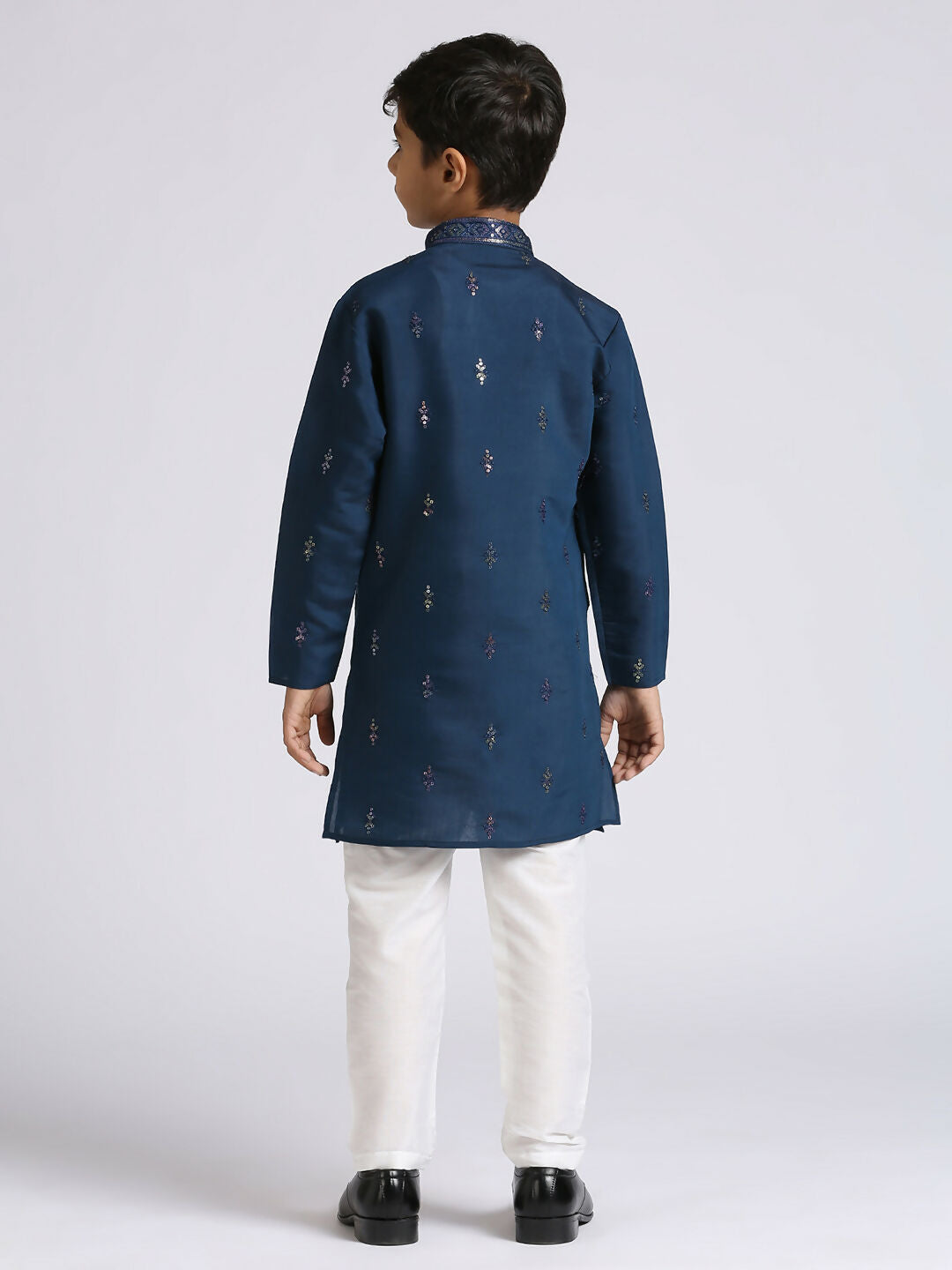 Joban Fashion Kids Island Traditional Ethnic Wear with Silk Sequence Embroidery Full Sleeves Kurta and Pyjama Set - Blue - Distacart