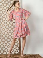Myshka Women's Pink Printed Dress - Distacart