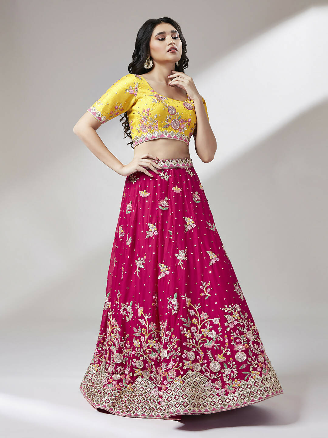 House of Panchhi Rose Pure Georgette Sequinse Work Lehenga & Blouse with Dupatta