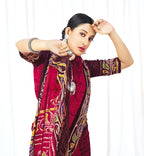 Red Chanderi Cotton Floral Printed Saree With Unstitched Blouse Piece - Kathika