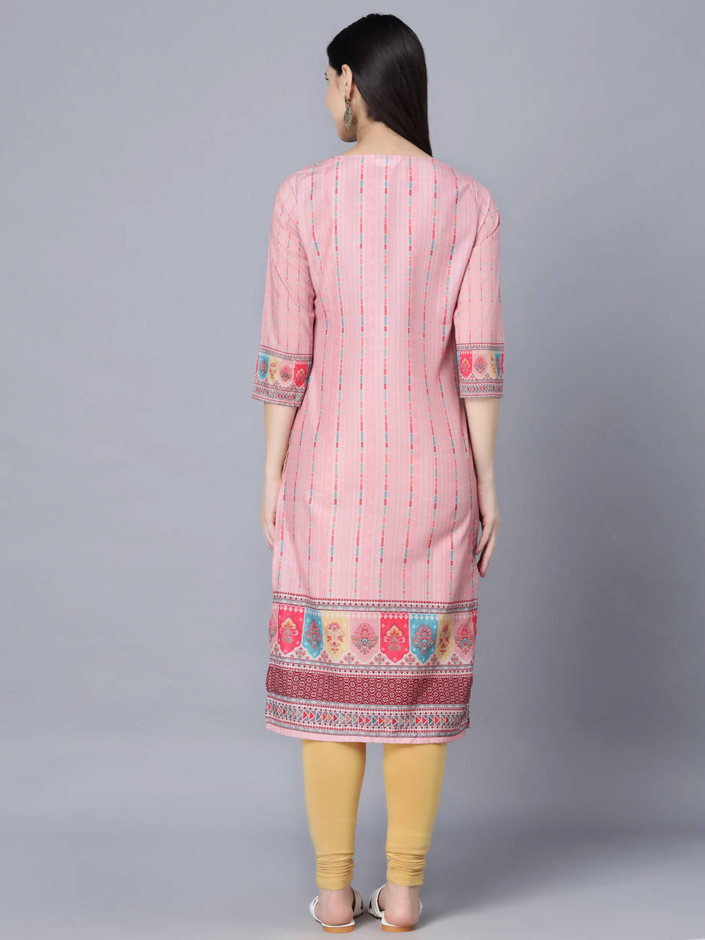 Myshka Women Pink Striped Kurta - Distacart