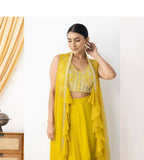 Joban Fashion Yellow Kurta Set Georgette Embroidery Sequence Work - Distacart