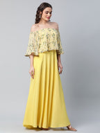 Ahalyaa Women Crepe Printed Yellow Dress - Distacart