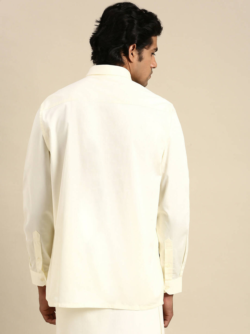Ramraj Cotton Mens Cotton Cream Colour Full Sleeve Shirt