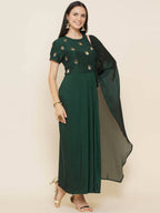 Women Republic Green Hand Embellished Gown - Distacart