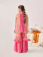 Joban Fashion Girl's Pink Color Sharara Set