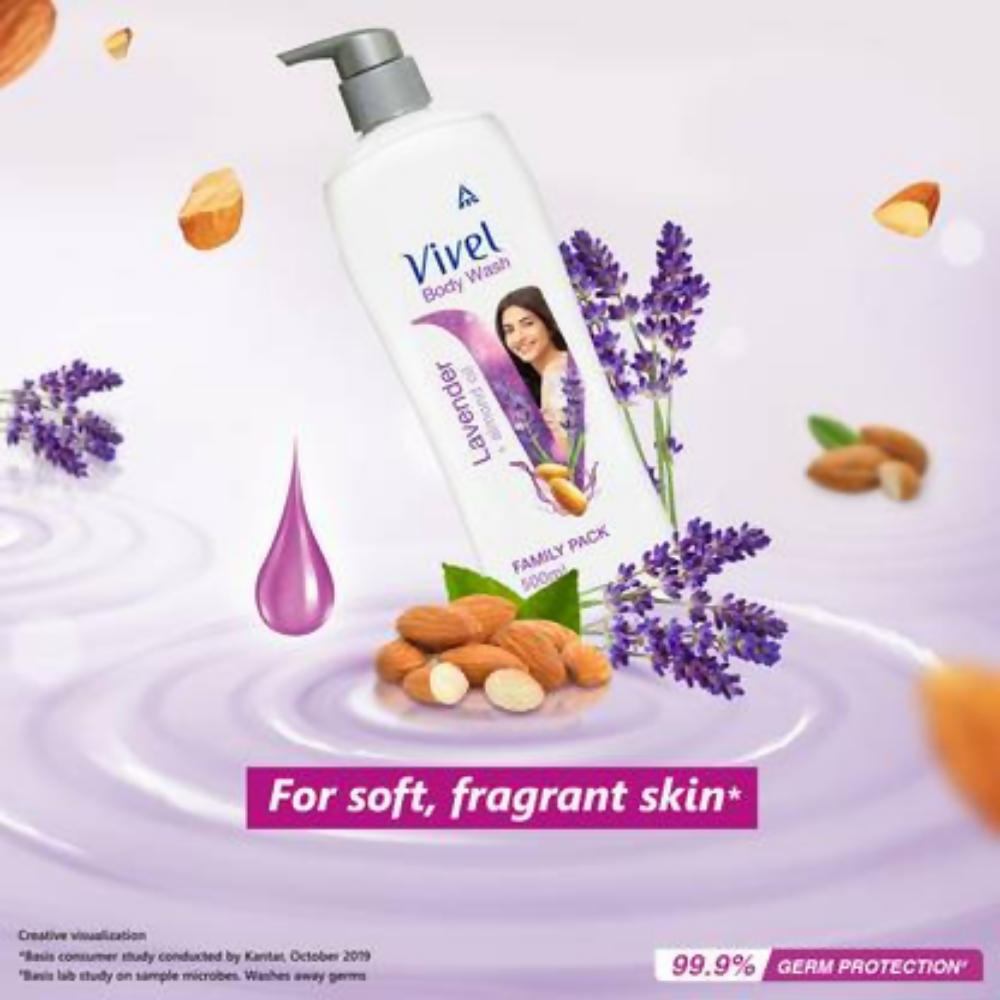 Vivel Body Wash, Lavender & Almond Oil And Mint & Cucumber, Shower Creme Combo Pack