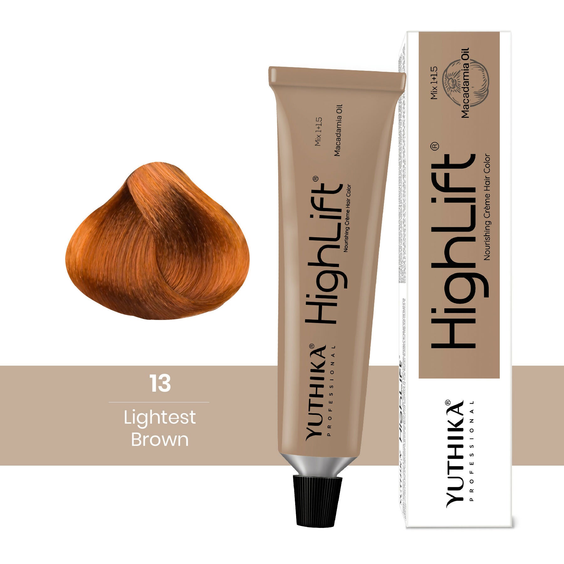 Yuthika Professional High lift Creme Hair Colour 13 Light Brown - Distacart