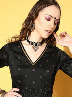 Ahalyaa Women Black Colour Poly Silk Copper Printed Top Palazzo Set - Distacart