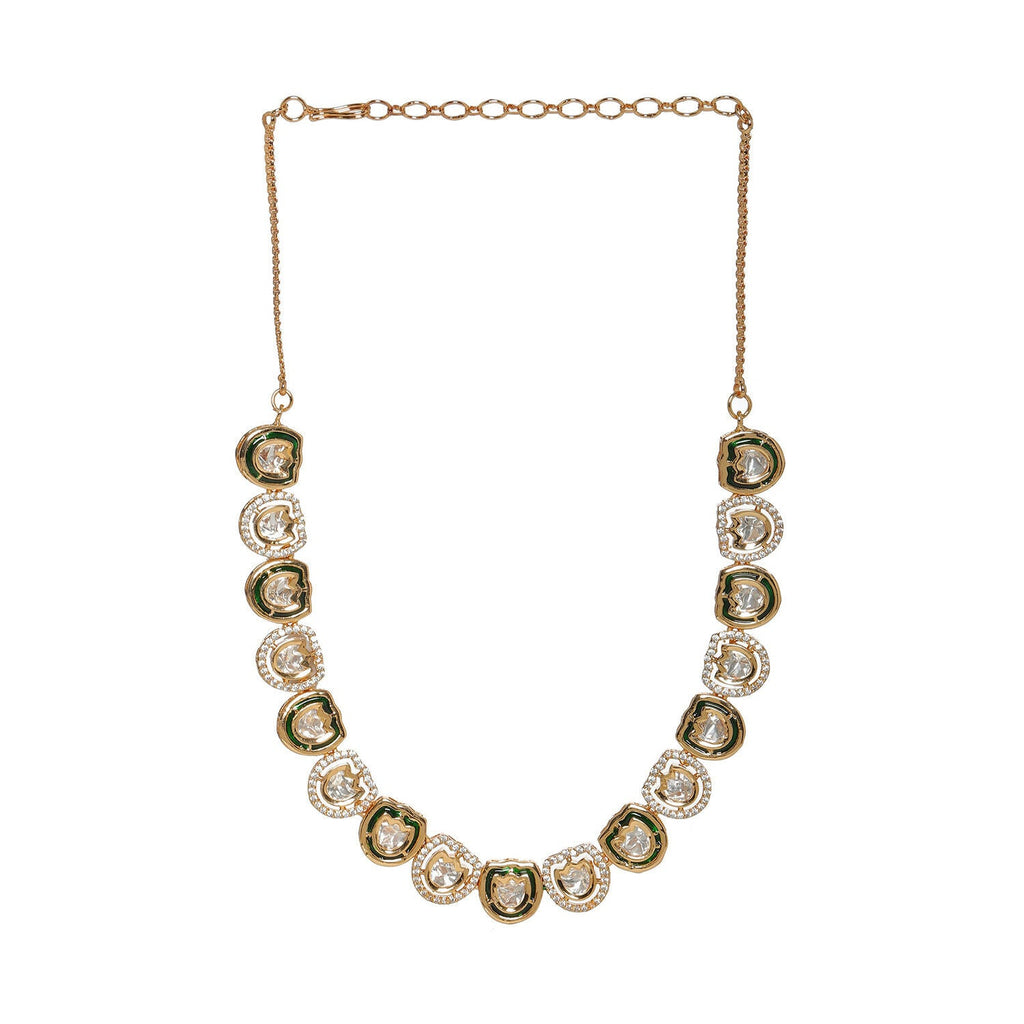 Kundan and Daimond Neckpiece (Gold) - Ruby Raang