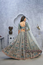Kesar Fab Grey Organza Hand_Woven Lehenga