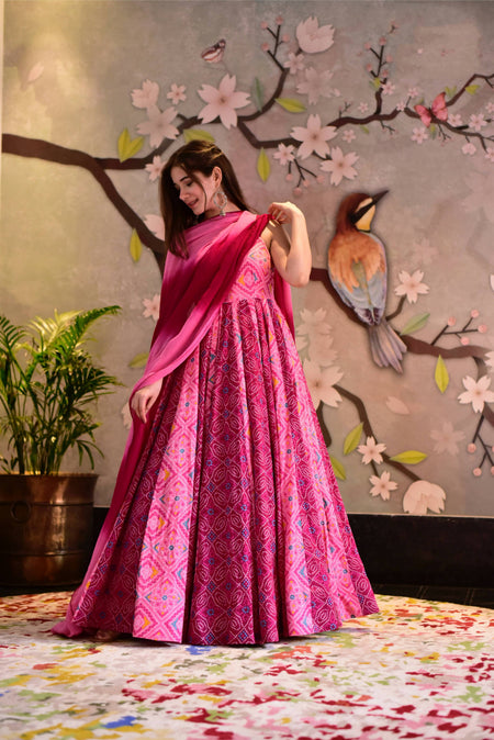 Everywhere Designer Pink Silk Cotton Stitched Suit With Dupatta - Anbazaar
