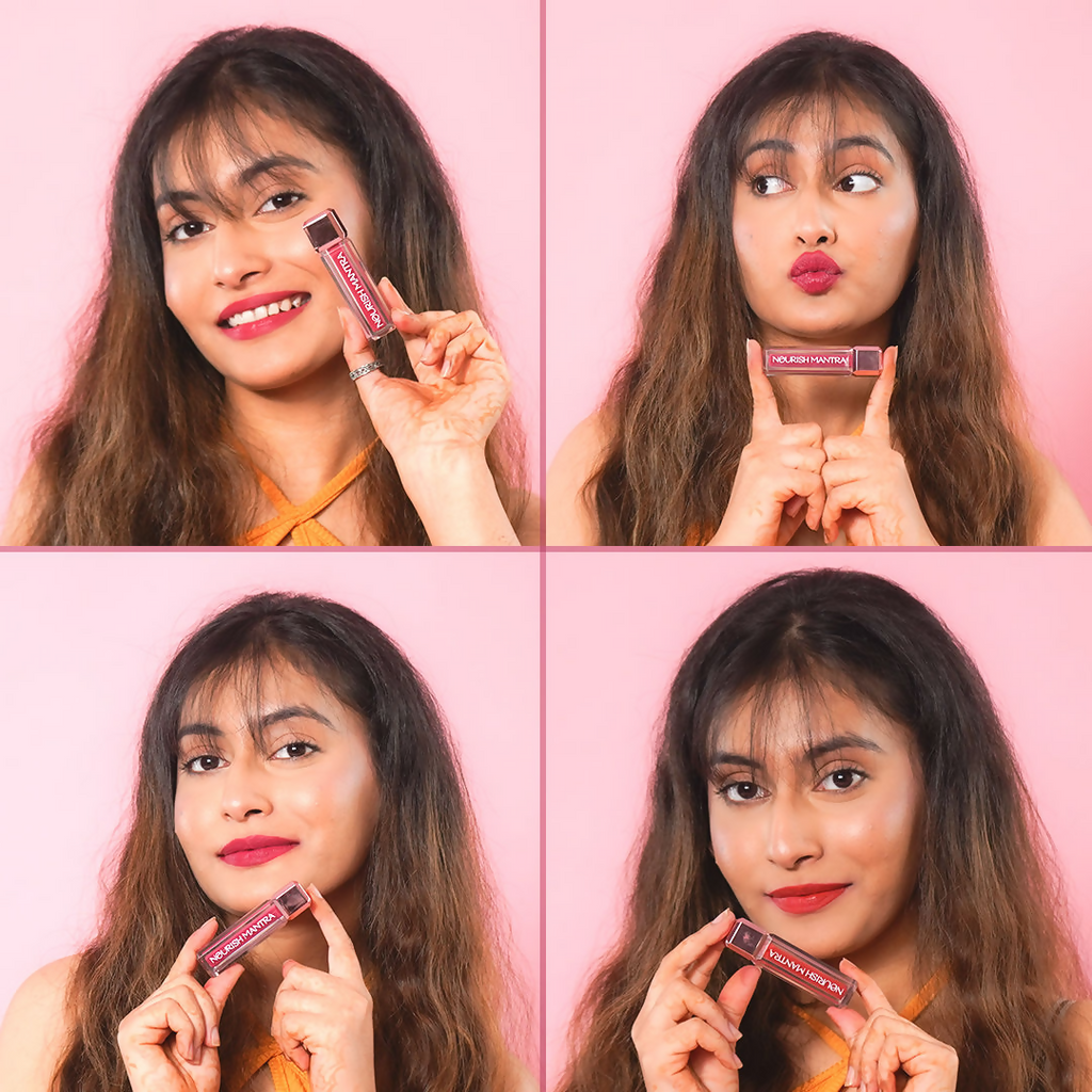 Nourish Mantra Liquid Lipstick Creamy Matte with SPF / Water Proof, Smudge Proof Shade-Berry Dhamaka