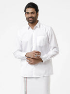 Ramraj Cotton Mens Full Sleeve Formal Poly Cotton White Shirt