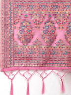 Pink Silk Blend Woven Design Saree With Unstitched Blouse Piece - Aloki