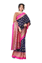 Vamika Navy Blue Printed Art Silk Saree