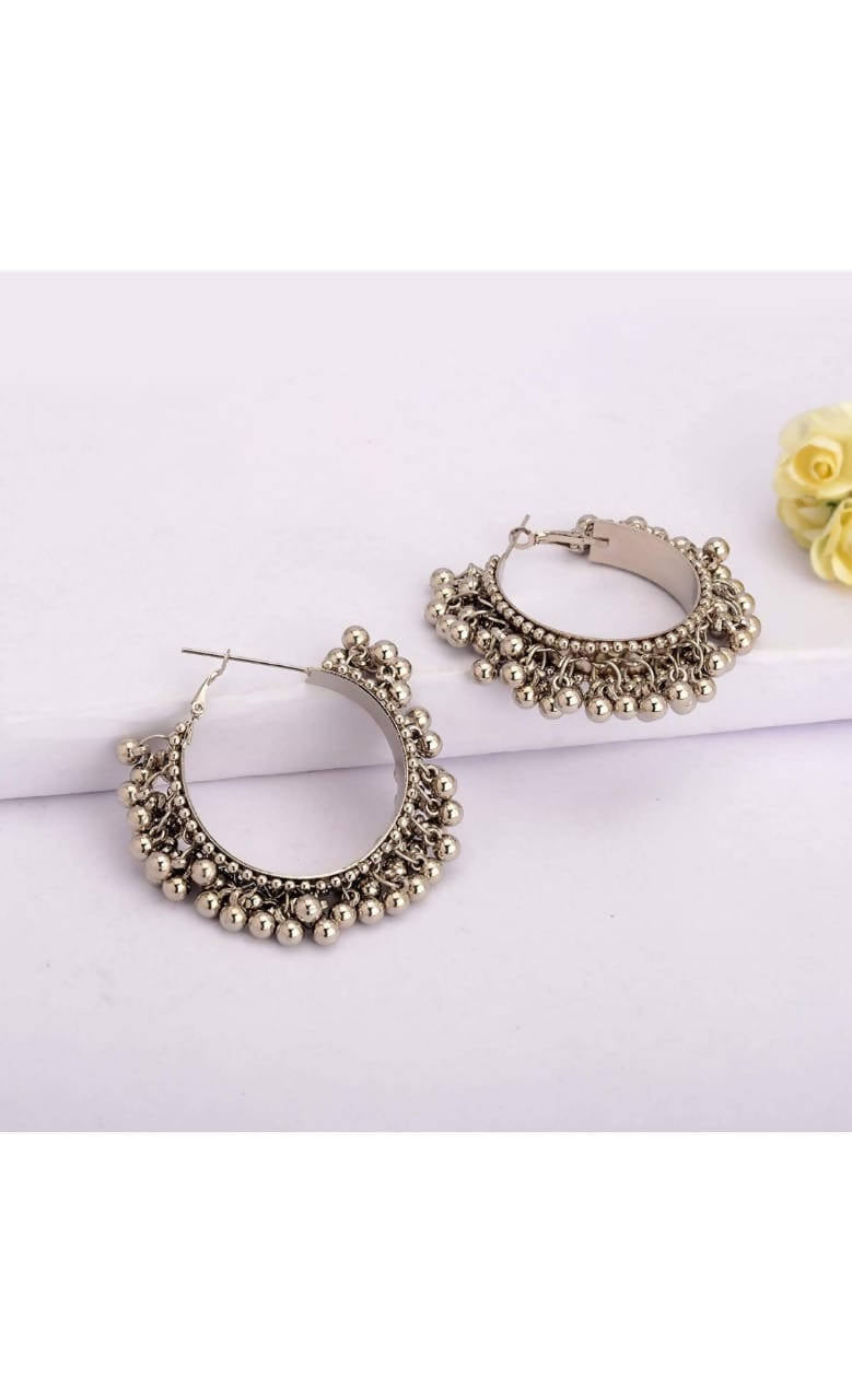 Mominos Fashion Traditional Oxidised Afghani Ghungroo Style Small Hoop Earrings - Distacart