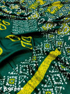 Green Silk Blend Ethnic Motifs Saree with Unstitched Blouse - A2M