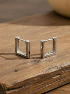 NVR Men's Silver Plated Geomatric Shaped Hoop Earrings - Distacart