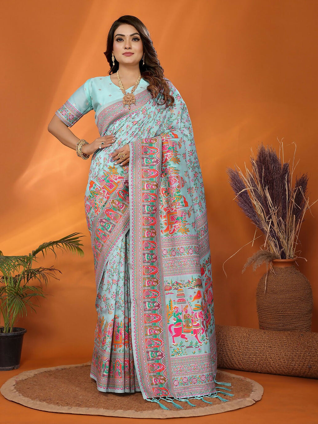 Joban Fashion Rama Meena Weaves Pashmina Sarees