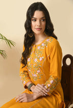 Joban Fashion Yellow Cotton Rayon Kurta Set