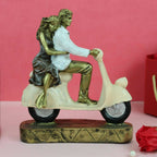 Tied Ribbons Romantic Love Couple On Scooter Showpiece Statue Decorative Items For Home