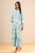 Juniper Women Teal Rayon Printed Straight Jumpsuit - Distacart