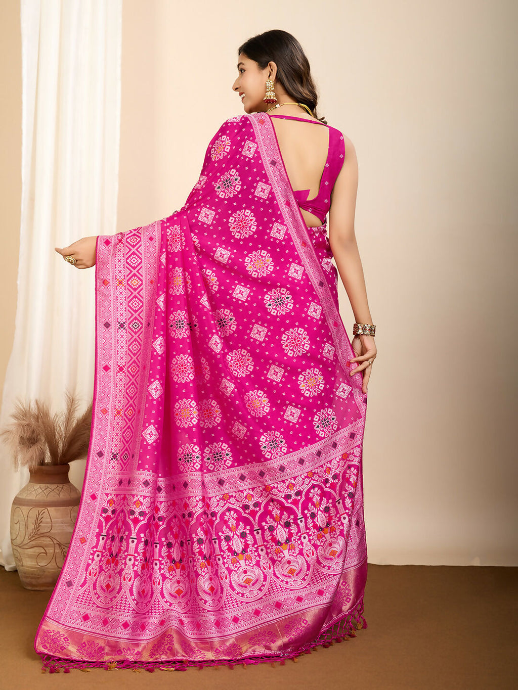 Pink Soft Silk Woven Meenakari Designer Saree - Vedanti