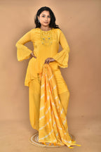 Morchari Women And Hand Embroidery Palazzo Set-Yellow