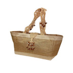 Jute Ladies Fashion Bag with Wooden Beads