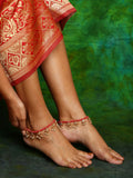 Ruby Raang 22k Gold Polished Stone Anklets - Distacart