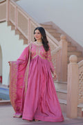 Joban Fashion Pink Crush Sequence Embroidery Work Kurta Set - Distacart