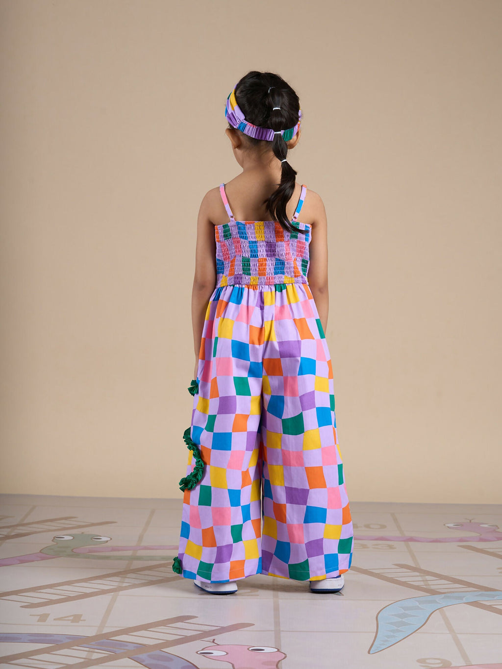 Snakes and Ladders Girls Multi Color Rotary Print Jumpsuit from Siblings Collection