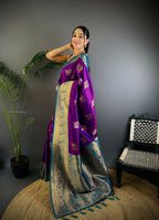 Joban Fashion Banarasi Magenta Woven Soft Silk Saree - Distacart