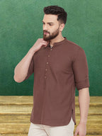Even Apparels Men's Linen Brown Kurta