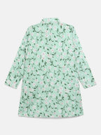 Ahalyaa Mint Green Poly Rayon Digital Print Kids Kurta Churidar Set For Boys