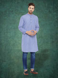 Even Apparels Men's Pure Cotton Blue Striped Kurta