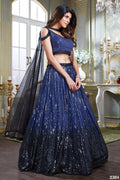 Hazel Wedding Designer Navy Blue Nylon georgette Readymade Lehenga Choli
