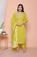 Miravan Womens Muslin Yellow Kurta And Palazzo With Dupatta Set - Distacart
