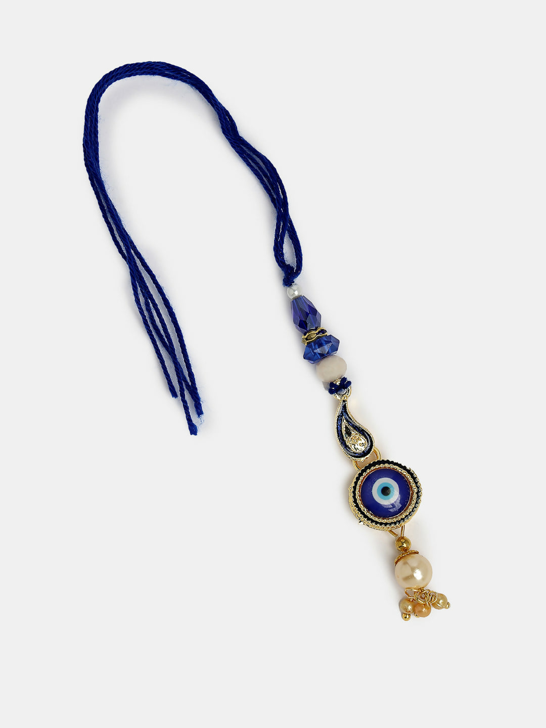 NVR Women & Men Set of 2 Blue Evil Eye Beaded Bhaiya Bhabhi Rakhi With Roli Chawal - Distacart