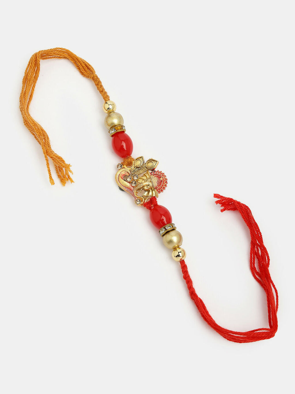 NVR Men Set of 4 Multicolor Stone-Studded Ganesh Rakhi With Roli Chawal - Distacart