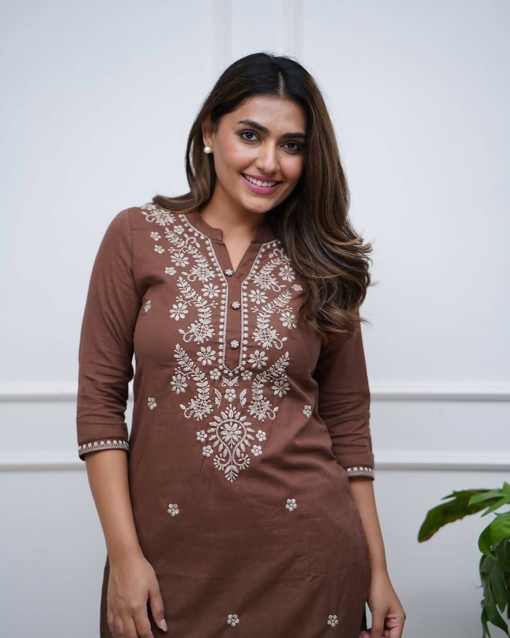 Joban Fashion Brown Kurta Set Rayon Embroidery Sequence Work - Distacart