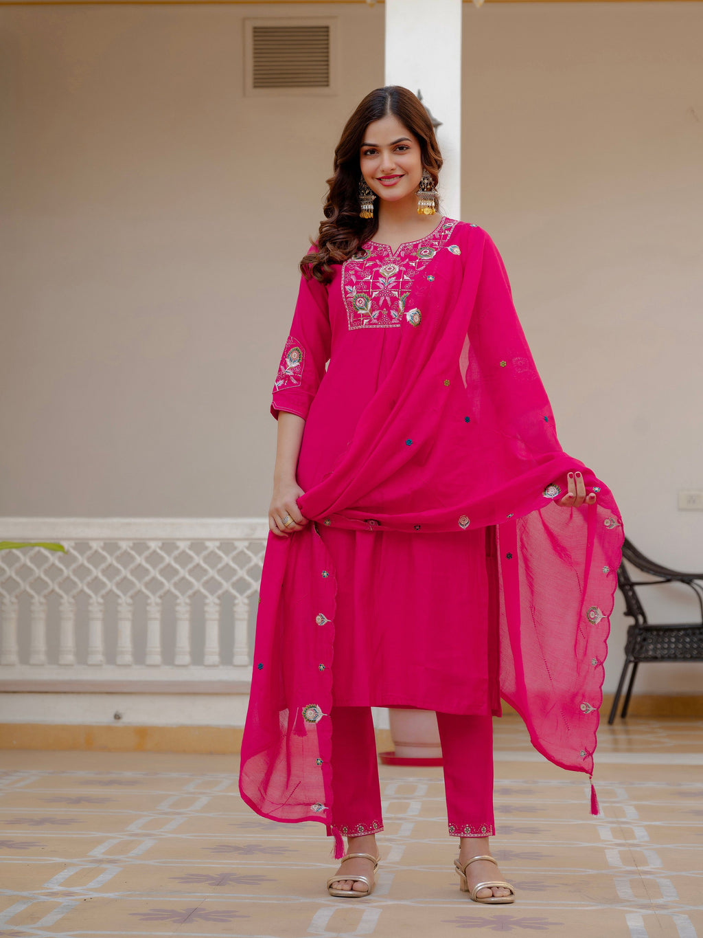 Pramukh Fab Pink Green Color Viscose Mango Silk Kurta Set - Distacart