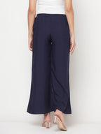 Aniyah Rayon Flared Slip-On Navy Blue Palazzo