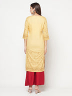 Aniyah Rayon Digital Screen Printed Golden Beige Straight Kurta
